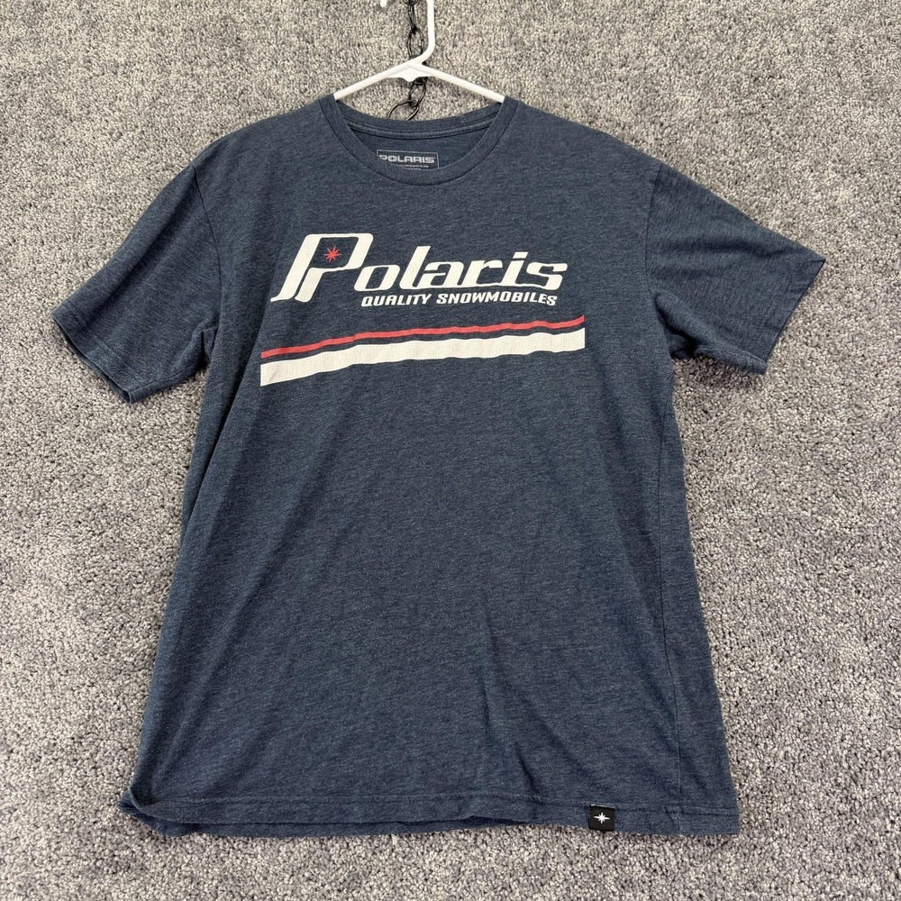 Polaris Shirt Mens Medium Blue Gray Quality Snowmobiles Graphic Tee Snowmobile